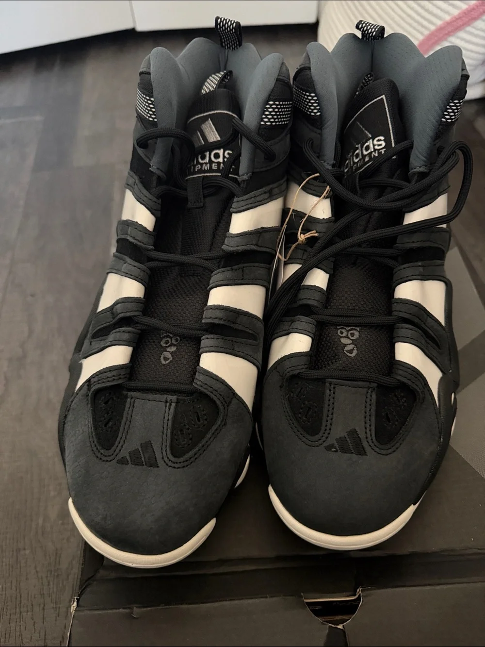 adidas Black and White Athletic High-Top Sneakers